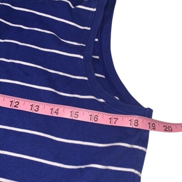 Sleeveless Blue & White Striped Zip-Up Vest And Crop Pants Set - Picture 9 of 13